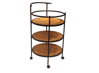 Eleganter Servierwagen aus Holz in Braun mit Edelstahlakzenten