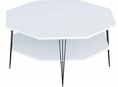 Moderner weißer Couchtisch aus Holz mit Edelstahlrahmen