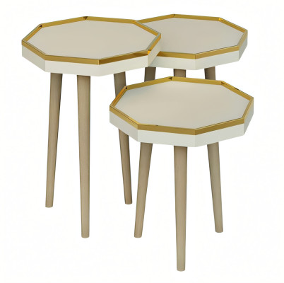 Beistelltisch aus Holz in Beige modern elegant