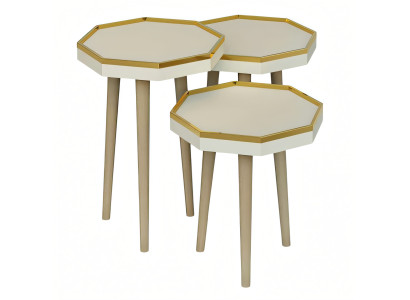 Beistelltisch aus Holz in Beige modern elegant