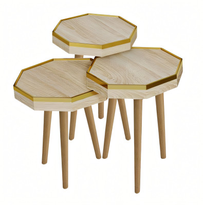 Beistelltisch aus Holz in Beige modern eleganter Wohnstil