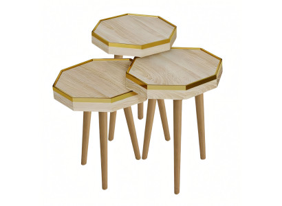 Beistelltisch aus Holz in Beige modern eleganter Wohnstil
