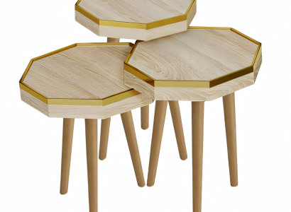 Beistelltisch aus Holz in Beige modern eleganter Wohnstil