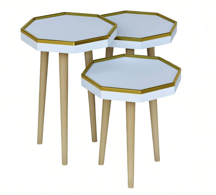 Eleganter weißer Beistelltisch aus Holz für modernes Zuhause