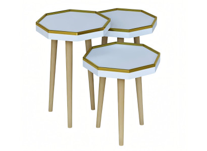 Eleganter weißer Beistelltisch aus Holz für modernes Zuhause