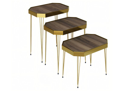 Holz Beistelltisch in Grau modern elegant für Wohnzimmer