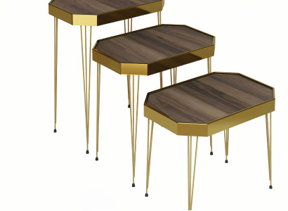 Holz Beistelltisch in Grau modern elegant für Wohnzimmer