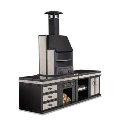 Elegante Außenküche aus Edelstahl in Schwarz für Garten und Terrasse