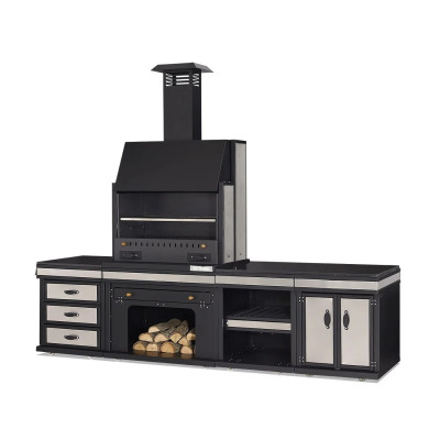 Außenküche aus Edelstahl in Schwarz modern