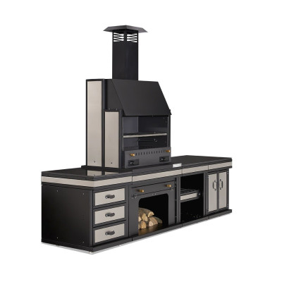 Außenküche aus Edelstahl in Schwarz modern