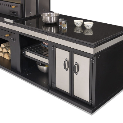 Außenküche aus Edelstahl in Schwarz modern