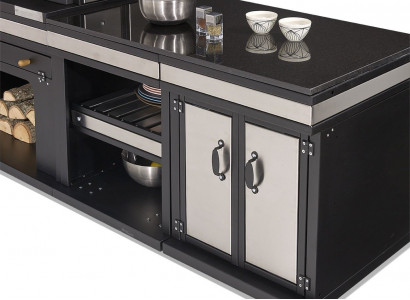 Außenküche aus Edelstahl in Schwarz modern