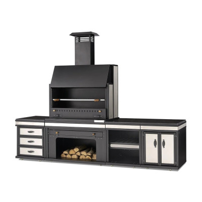 Außenküche aus Edelstahl in Schwarz für Garten und Terrasse