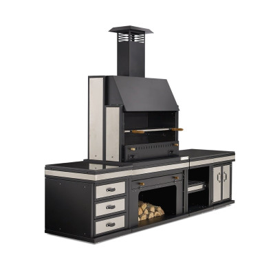 Außenküche aus Edelstahl in Schwarz für Garten und Terrasse