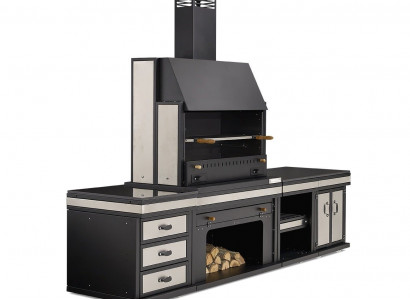 Außenküche aus Edelstahl in Schwarz für Garten und Terrasse