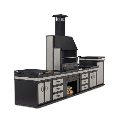 Außenküche in Schwarz aus Edelstahl für Garten und Terrasse