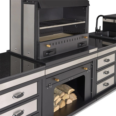 Außenküche in Schwarz aus Edelstahl für Garten und Terrasse