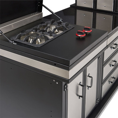 Außenküche in Schwarz aus Edelstahl für Garten und Terrasse