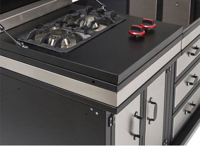 Außenküche in Schwarz aus Edelstahl für Garten und Terrasse