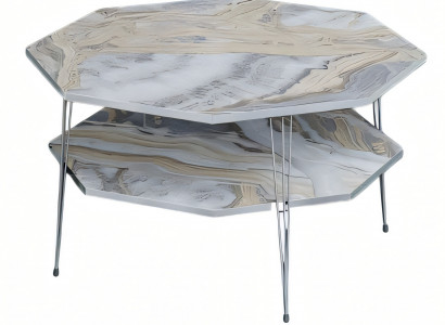 Mehrfarbiger Holz-Couchtisch im modernen Design