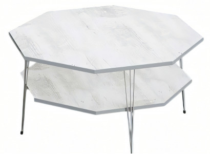 Moderner weißer Couchtisch aus Holz und Edelstahl