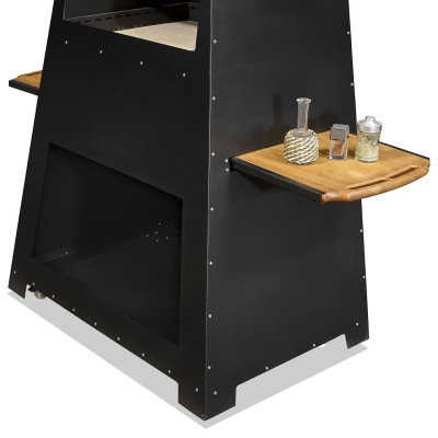 Schwarz Holz Grillkamin im eleganten Design für den Garten