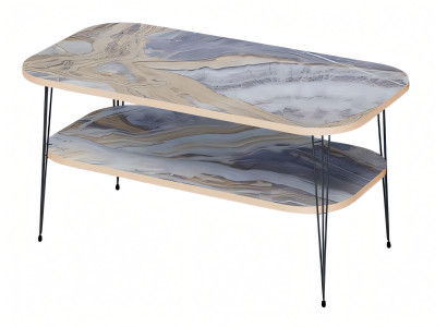 Moderner bunter Couchtisch aus Holz mit lebendigen Farben