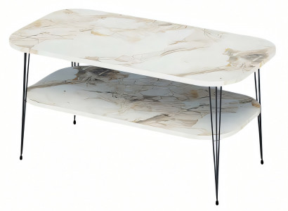 Moderner mehrfarbiger Couchtisch aus Holz mit Edelstahl-Details