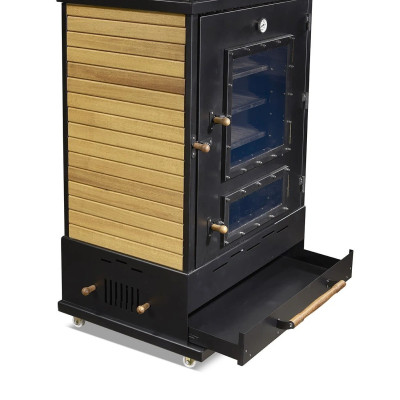 Gartenofen in Schwarz aus Holz und Edelstahl modern robust