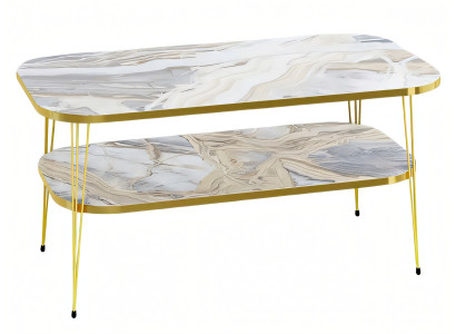 Mehrfarbiger Holz-Couchtisch im modernen Design