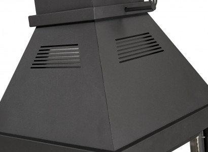 Schwarzer Edelstahl-Holz Kamin modern stilvoll