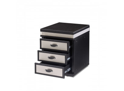 Elegantes Außenküchenmodul aus Edelstahl in Silber für Garten