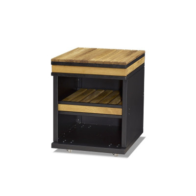 Außenküchenmodul aus Holz und Edelstahl in Braun für Garten