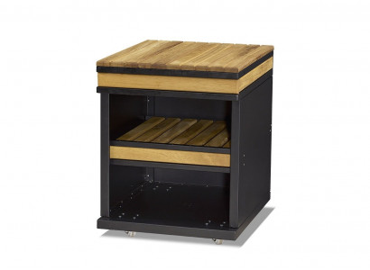 Außenküchenmodul aus Holz und Edelstahl in Braun für Garten