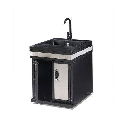 Elegantes silbernes Außenküchenmodul aus MDF und Edelstahl