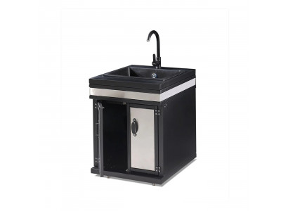 Elegantes silbernes Außenküchenmodul aus MDF und Edelstahl