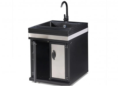 Elegantes silbernes Außenküchenmodul aus MDF und Edelstahl