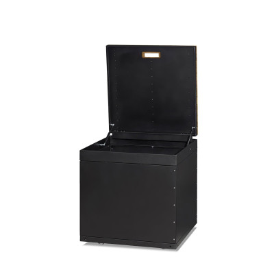 Außenküchenmodul in Schwarz aus Holz und Edelstahl für Gartenküche