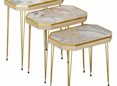 Beistelltisch Holz Beigeton Elegant Modern