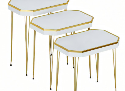 Weiße Holz Beistelltische Set modern elegant