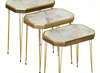 Beistelltische aus Holz in Beige, eleganter moderner Stil