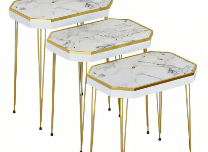 Elegante weiße Holz Beistelltische im modernen Stil, vielseitiges Set