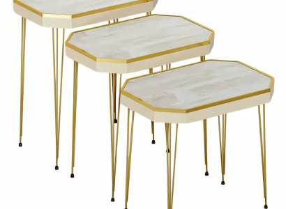 Beistelltische aus Holz in Beige, modernes elegantes Set