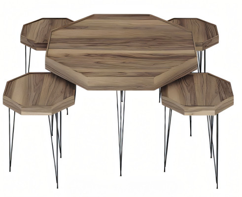 Eleganter Brauner Holz Couchtisch mit Beistelltischen im modernen Stil