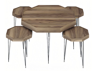 Eleganter Brauner Holz Couchtisch mit Beistelltischen im modernen Stil