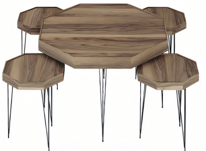 Eleganter Brauner Holz Couchtisch mit Beistelltischen im modernen Stil