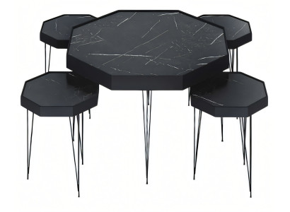 Schwarzer Holz Couchtisch mit Beistelltischen modern und stilvoll