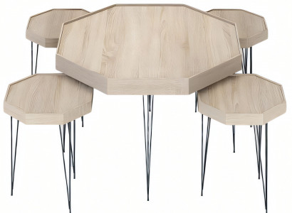 Eleganter Beistelltisch und Couchtisch aus Holz in Beige