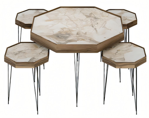 Eleganter Beistelltisch aus Holz in Beige für modernes Wohnzimmer