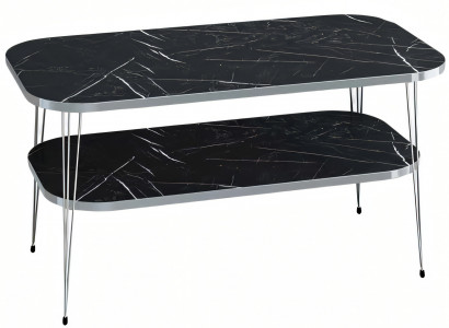 Moderner schwarzer Couchtisch aus Holz mit Edelstahl-Design